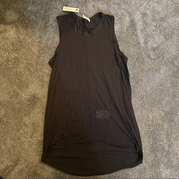 HELMUT LANG BLACK ASYMMETRIC TANK TOP - Picture 1 of 7